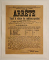 1918 French World War One Poster - "Arrête - fixant le salaire des mobilisés agricoles " (text only)