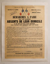 1926 French Military Poster - "Démarches a faire par les hommes absents de leur domicile"