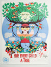 1986 Danish poster - Bjorn Wiinblad - For Every Child A Tree