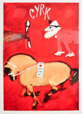 1970 Polish Circus Poster - Maciej Urbaniec - Cyrk (Man and horse)