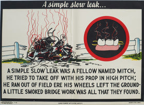 1941 American Military Posters - Brown-Ewing & Rawls, US Army Air Forces Public Relations Division - "A Simple Slow Leak"