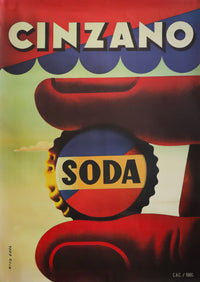 1955 Italian alcohol poster (1980 re-issue)- Cinzano Soda - Nico Edel