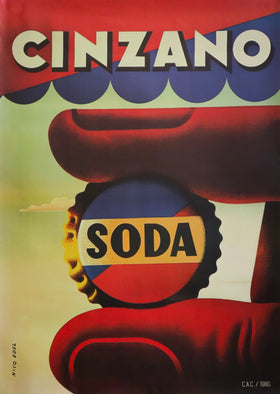 1955 Italian alcohol poster (1980 re-issue)- Cinzano Soda - Nico Edel