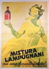 1954 Original Vintage Italian Liquor Poster, Mistura Lampugnani (Two Sheets, Linen Backed) Dudovich